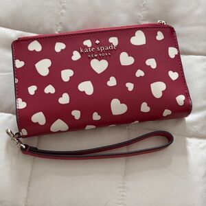 Kate Spade Burgundy Heart Pattern Wallet